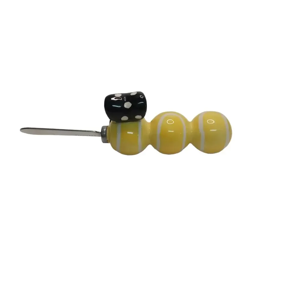 🐝Yellow Black Polka Dot Spreader Knife Cheese Butter Jam Whimsical Party Fun 🐝